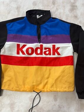Vintage Kodak Colorblock Half-Zip Windbreaker Pullover Jacket - Size S